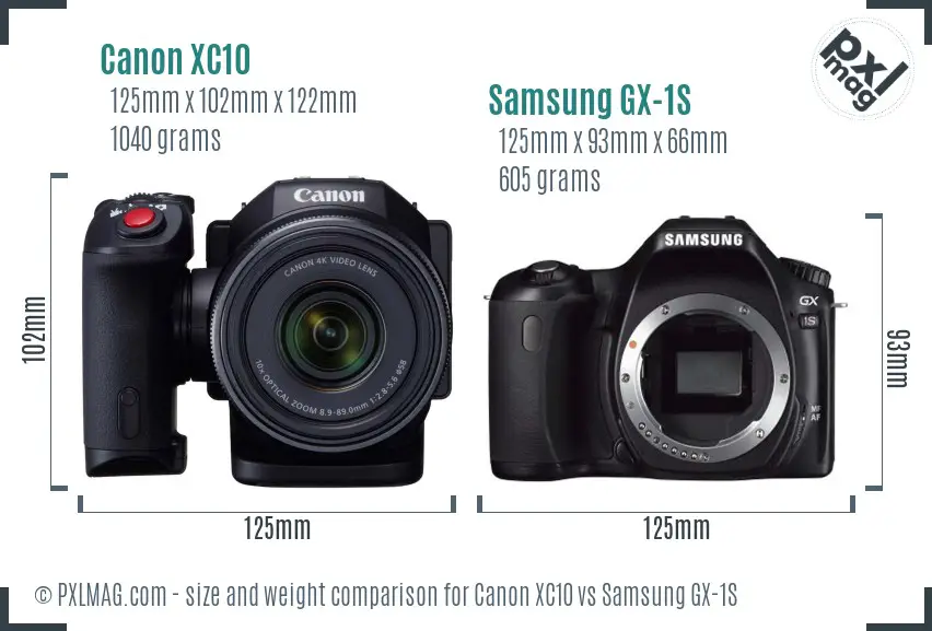 Canon XC10 vs Samsung GX-1S size comparison