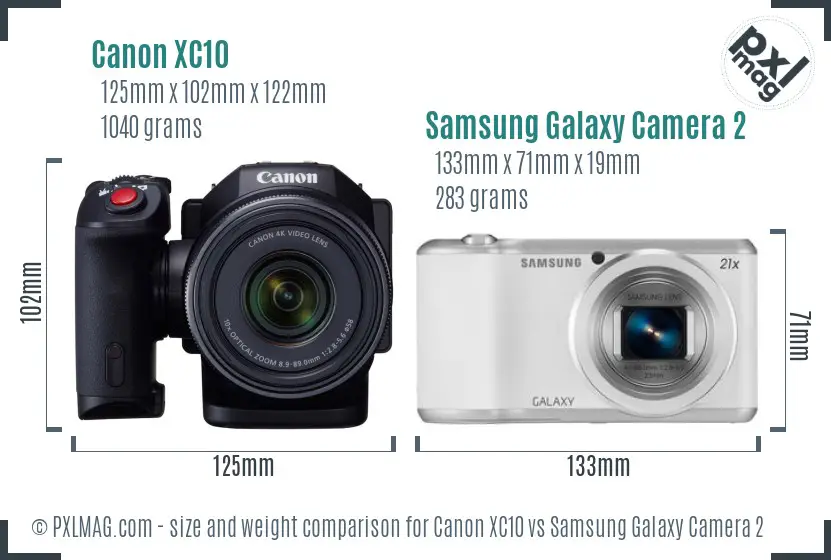 Canon XC10 vs Samsung Galaxy Camera 2 size comparison