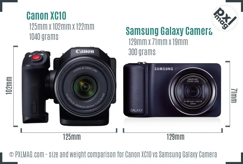 Canon XC10 vs Samsung Galaxy Camera size comparison