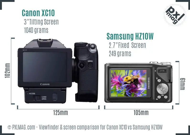 Canon XC10 vs Samsung HZ10W Screen and Viewfinder comparison
