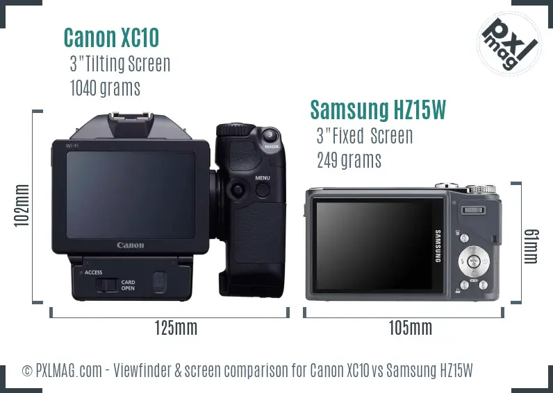 Canon XC10 vs Samsung HZ15W Screen and Viewfinder comparison