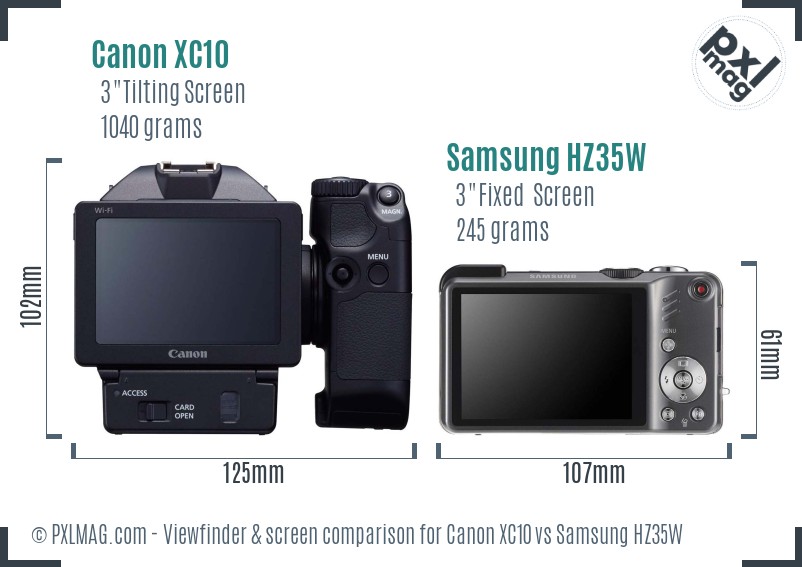 Canon XC10 vs Samsung HZ35W Screen and Viewfinder comparison