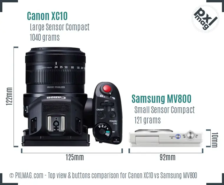 Canon XC10 vs Samsung MV800 top view buttons comparison