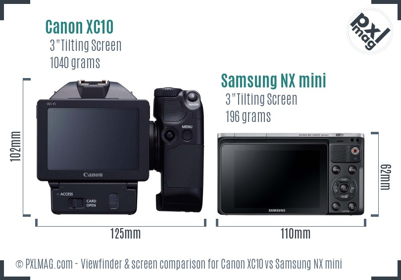 Canon XC10 vs Samsung NX mini Screen and Viewfinder comparison