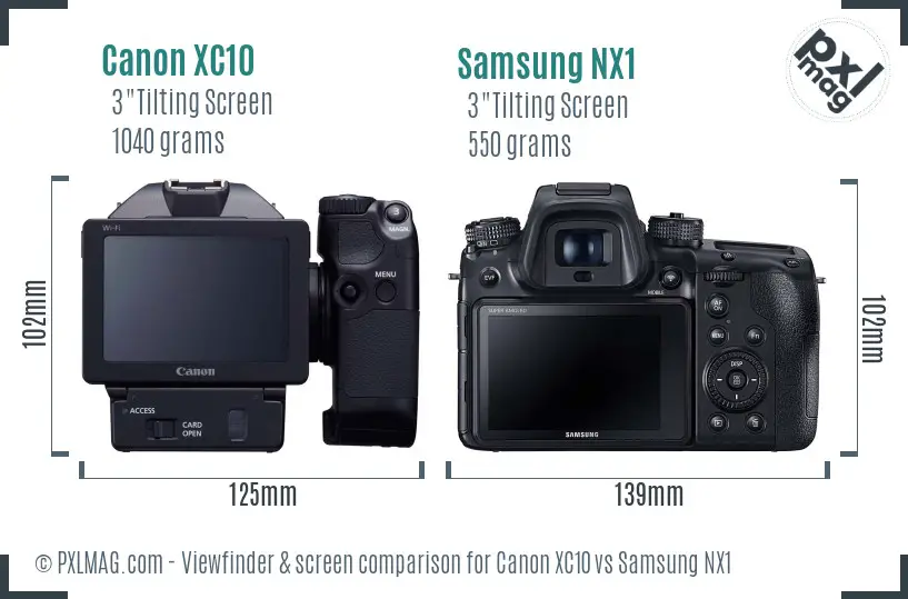 Canon XC10 vs Samsung NX1 Screen and Viewfinder comparison