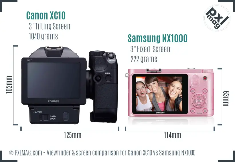 Canon XC10 vs Samsung NX1000 Screen and Viewfinder comparison Canon XC10 vs Samsung NX1000 Screen and Viewfinder comparison