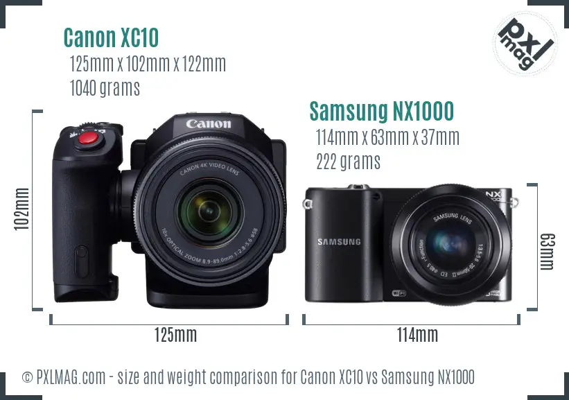 Canon XC10 vs Samsung NX1000 size comparison Canon XC10 vs Samsung NX1000 size comparison