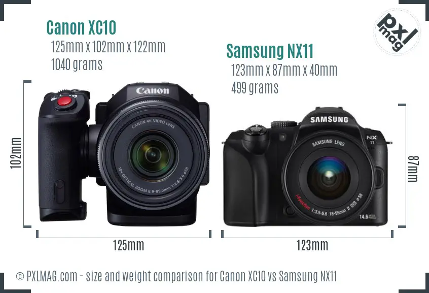Canon XC10 vs Samsung NX11 size comparison