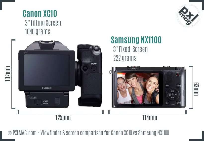 Canon XC10 vs Samsung NX1100 Screen and Viewfinder comparison Canon XC10 vs Samsung NX1100 Screen and Viewfinder comparison