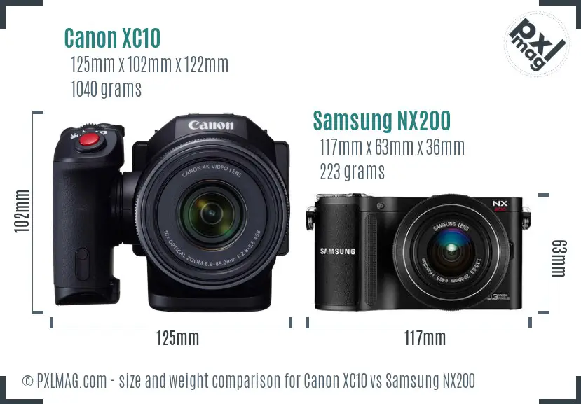 Canon XC10 vs Samsung NX200 size comparison Canon XC10 vs Samsung NX200 size comparison