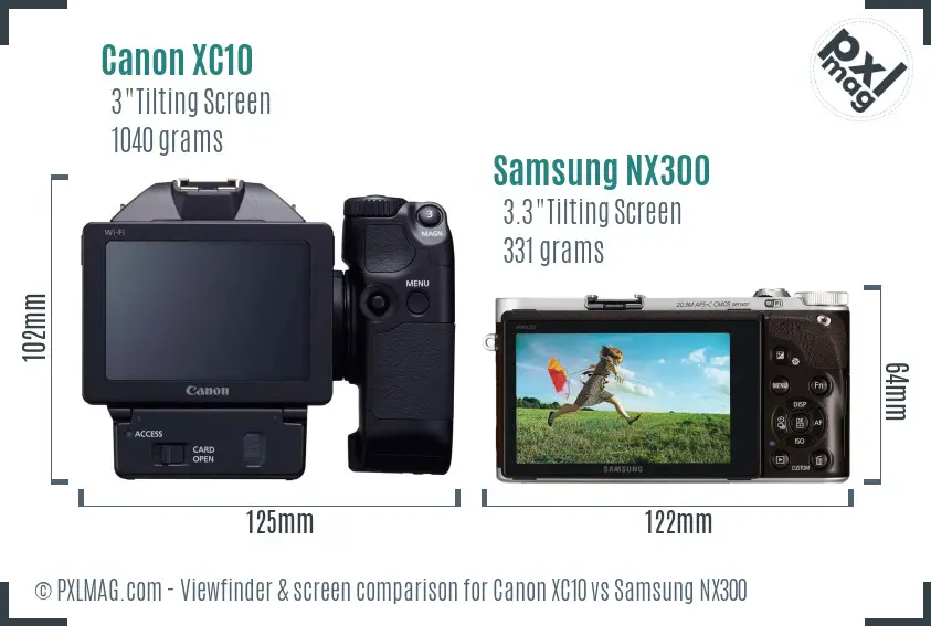 Canon XC10 vs Samsung NX300 Screen and Viewfinder comparison Canon XC10 vs Samsung NX300 Screen and Viewfinder comparison