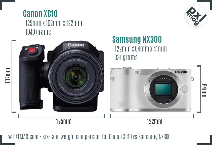 Canon XC10 vs Samsung NX300 size comparison Canon XC10 vs Samsung NX300 size comparison