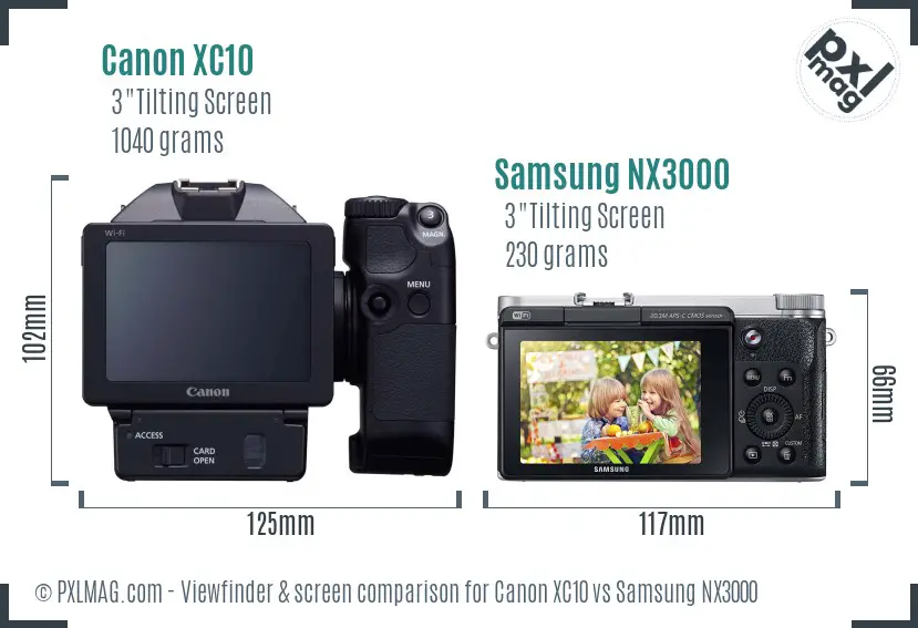 Canon XC10 vs Samsung NX3000 Screen and Viewfinder comparison