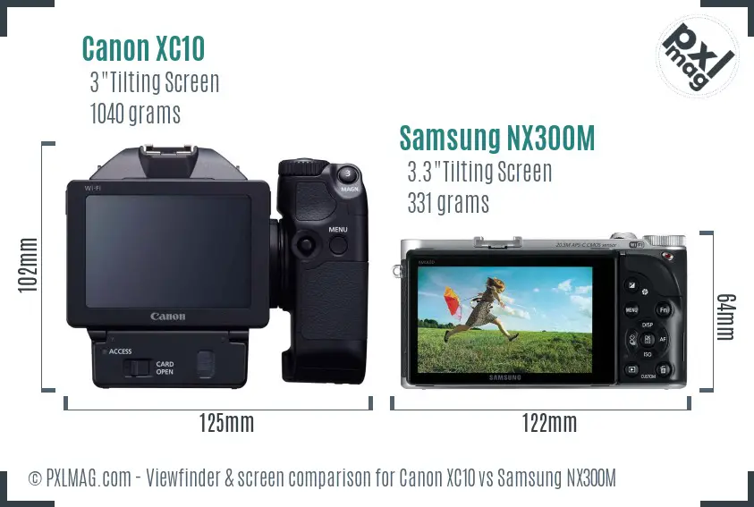 Canon XC10 vs Samsung NX300M Screen and Viewfinder comparison