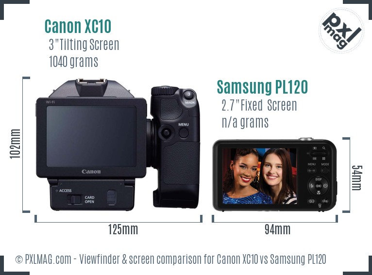 Canon XC10 vs Samsung PL120 Screen and Viewfinder comparison