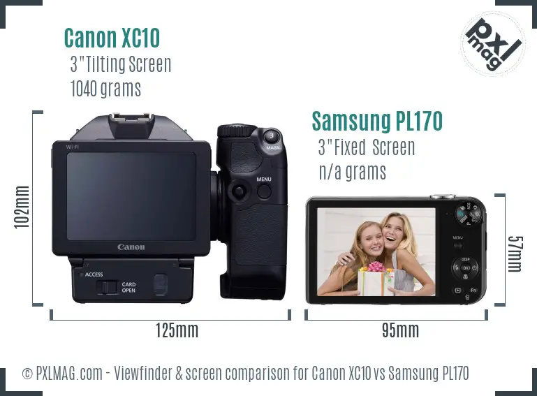 Canon XC10 vs Samsung PL170 Screen and Viewfinder comparison