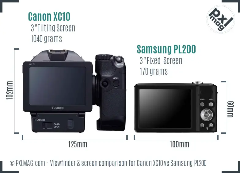 Canon XC10 vs Samsung PL200 Screen and Viewfinder comparison