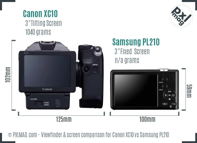 Canon XC10 vs Samsung PL210 Screen and Viewfinder comparison