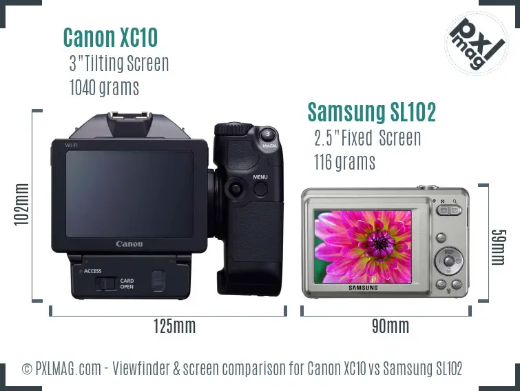 Canon XC10 vs Samsung SL102 Screen and Viewfinder comparison