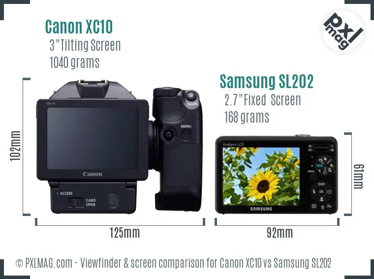 Canon XC10 vs Samsung SL202 Screen and Viewfinder comparison