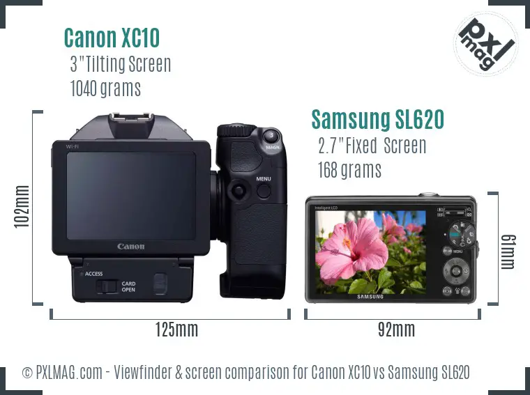 Canon XC10 vs Samsung SL620 Screen and Viewfinder comparison