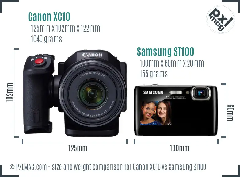 Canon XC10 vs Samsung ST100 size comparison