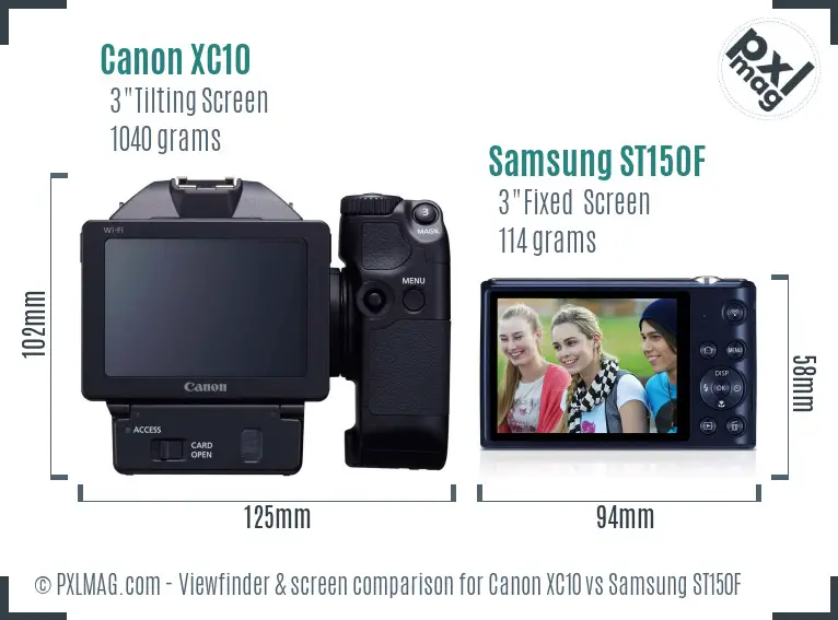 Canon XC10 vs Samsung ST150F Screen and Viewfinder comparison