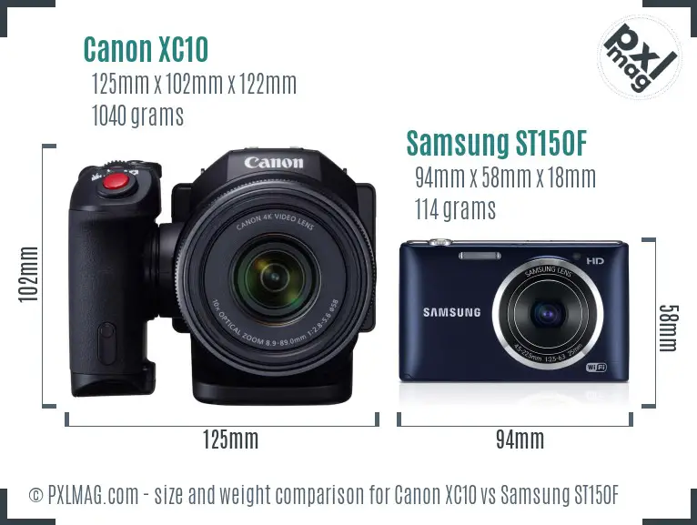 Canon XC10 vs Samsung ST150F size comparison