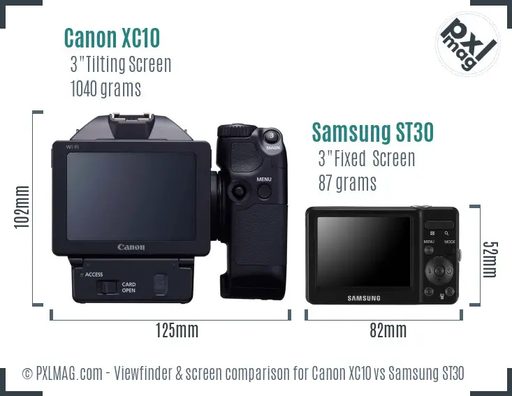 Canon XC10 vs Samsung ST30 Screen and Viewfinder comparison