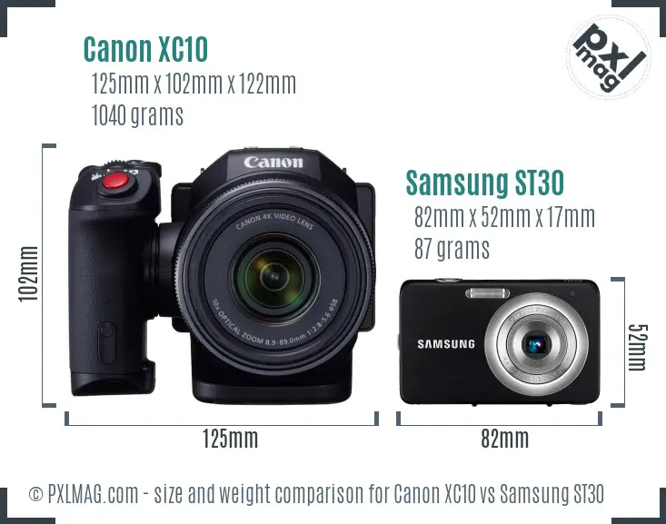 Canon XC10 vs Samsung ST30 size comparison