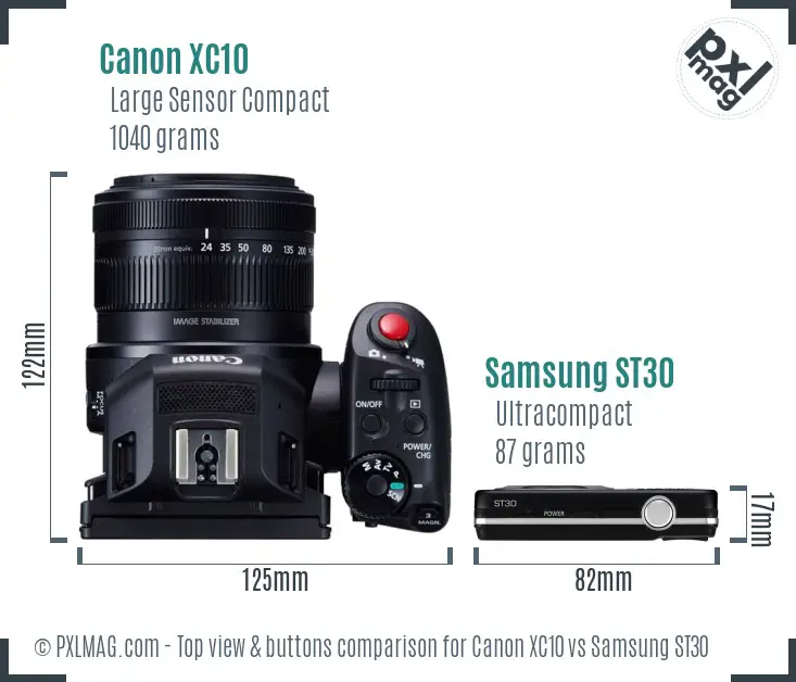 Canon XC10 vs Samsung ST30 top view buttons comparison