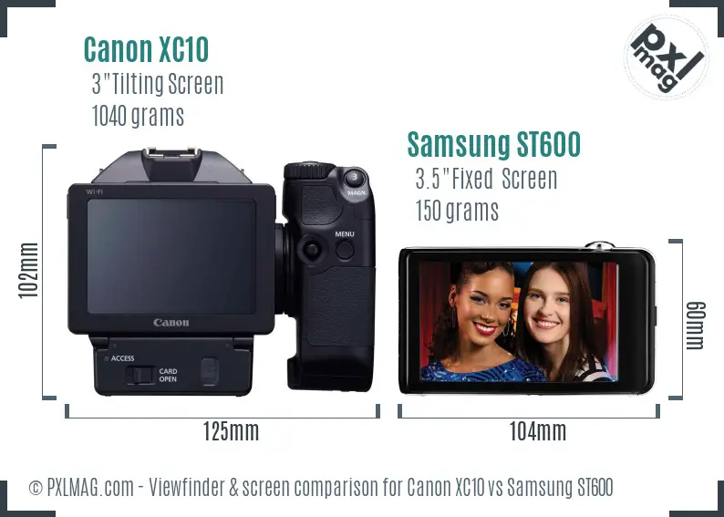 Canon XC10 vs Samsung ST600 Screen and Viewfinder comparison