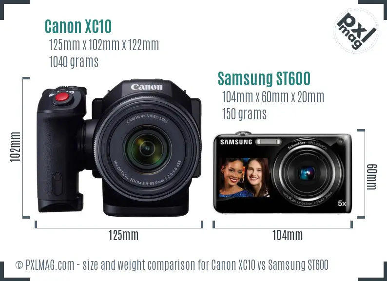Canon XC10 vs Samsung ST600 size comparison