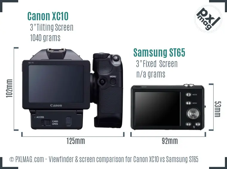 Canon XC10 vs Samsung ST65 Screen and Viewfinder comparison