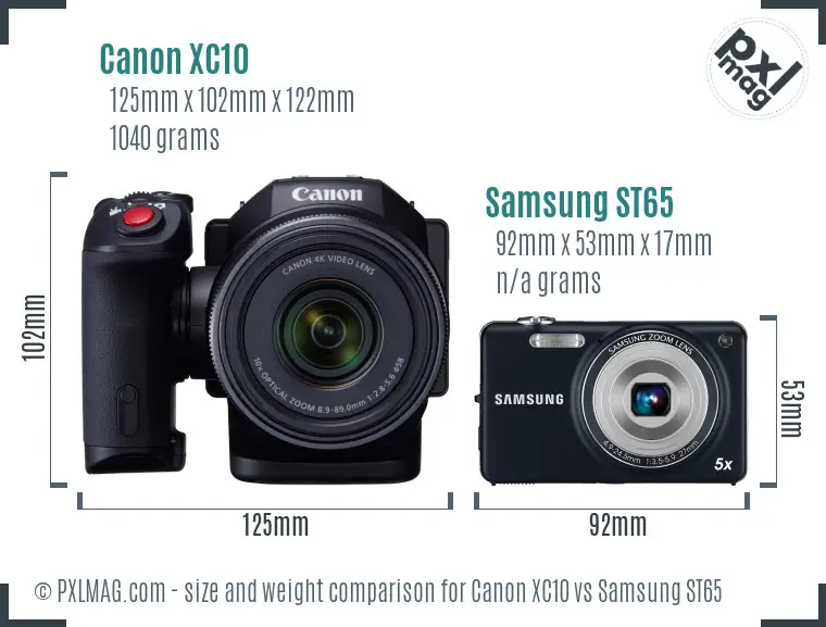 Canon XC10 vs Samsung ST65 size comparison