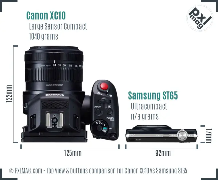 Canon XC10 vs Samsung ST65 top view buttons comparison