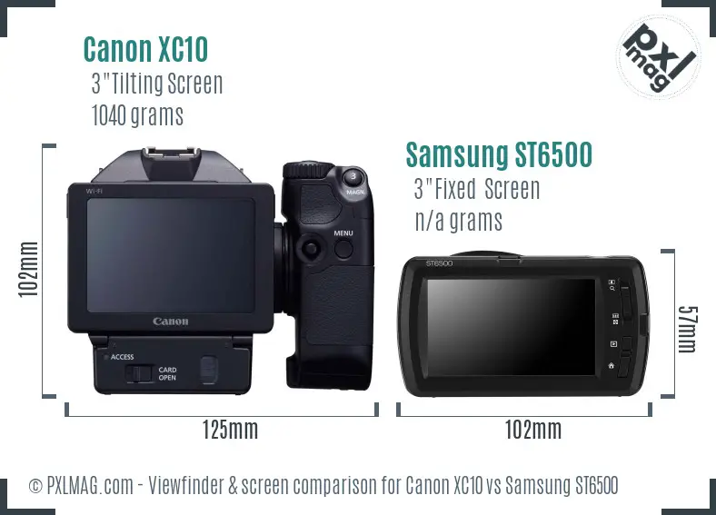Canon XC10 vs Samsung ST6500 Screen and Viewfinder comparison