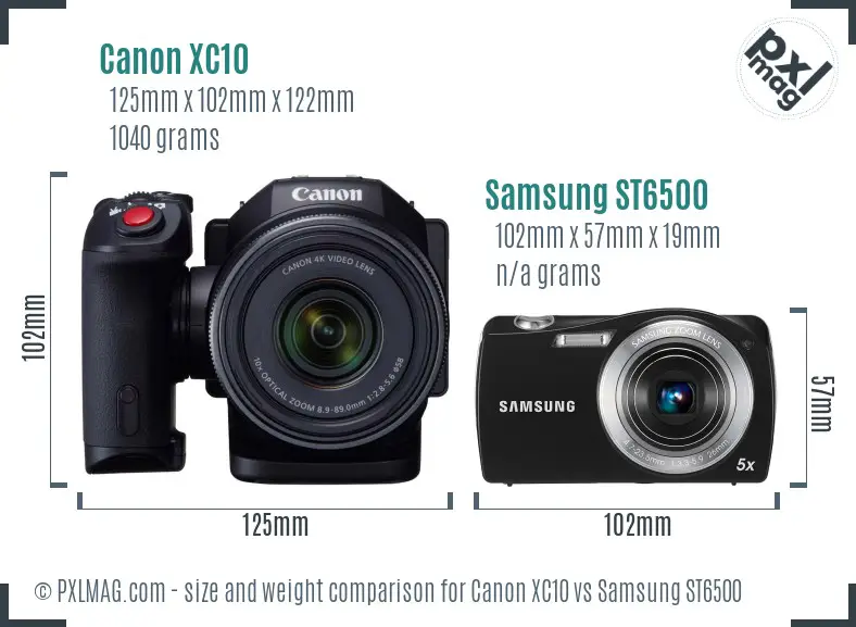 Canon XC10 vs Samsung ST6500 size comparison