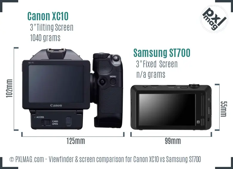 Canon XC10 vs Samsung ST700 Screen and Viewfinder comparison