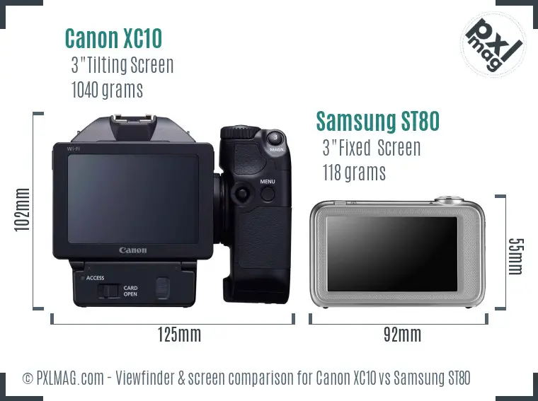 Canon XC10 vs Samsung ST80 Screen and Viewfinder comparison