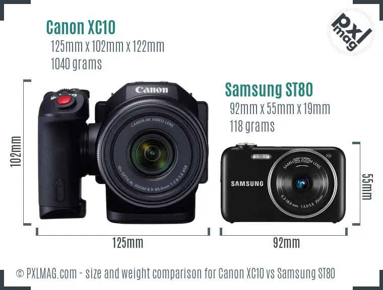 Canon XC10 vs Samsung ST80 size comparison