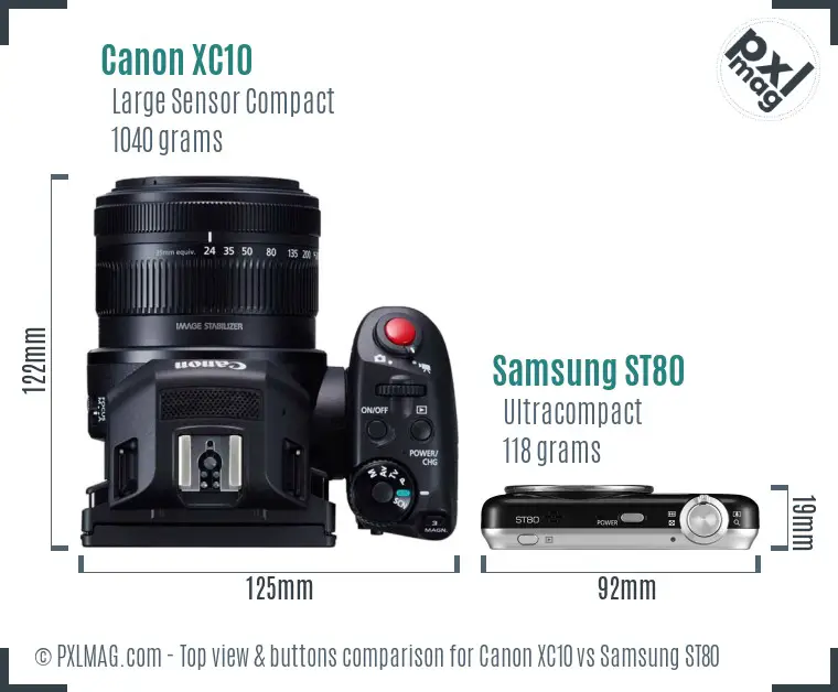 Canon XC10 vs Samsung ST80 top view buttons comparison