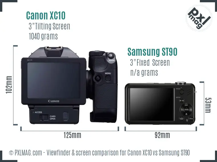 Canon XC10 vs Samsung ST90 Screen and Viewfinder comparison