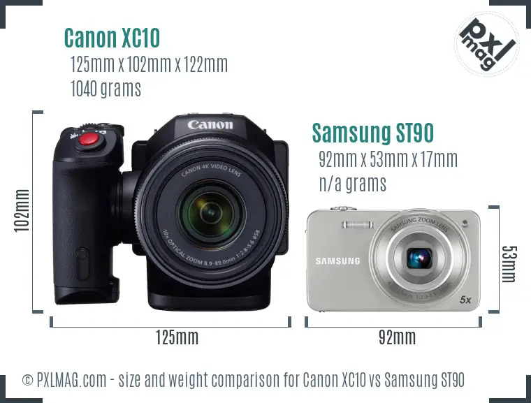 Canon XC10 vs Samsung ST90 size comparison