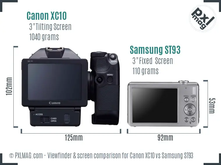 Canon XC10 vs Samsung ST93 Screen and Viewfinder comparison