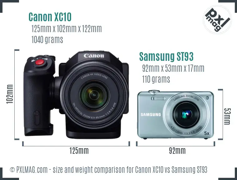 Canon XC10 vs Samsung ST93 size comparison