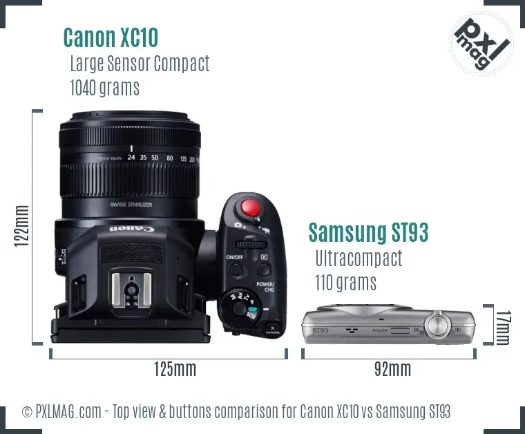 Canon XC10 vs Samsung ST93 top view buttons comparison