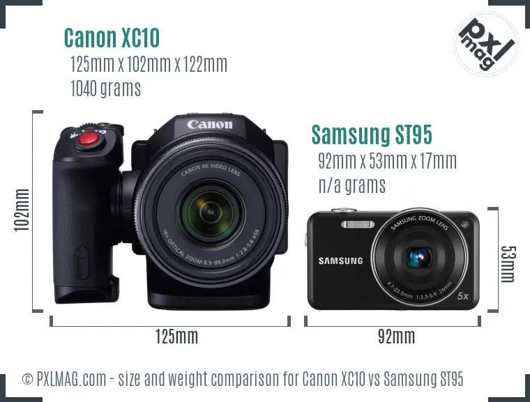 Canon XC10 vs Samsung ST95 size comparison