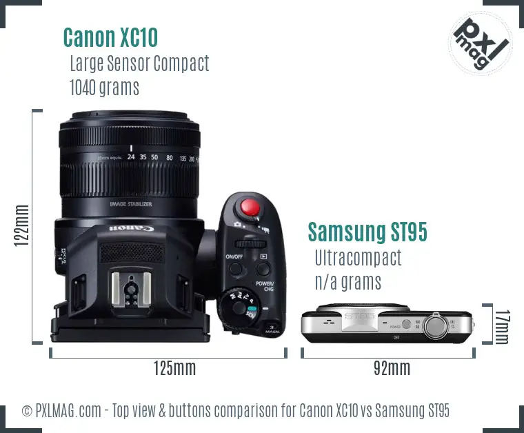 Canon XC10 vs Samsung ST95 top view buttons comparison