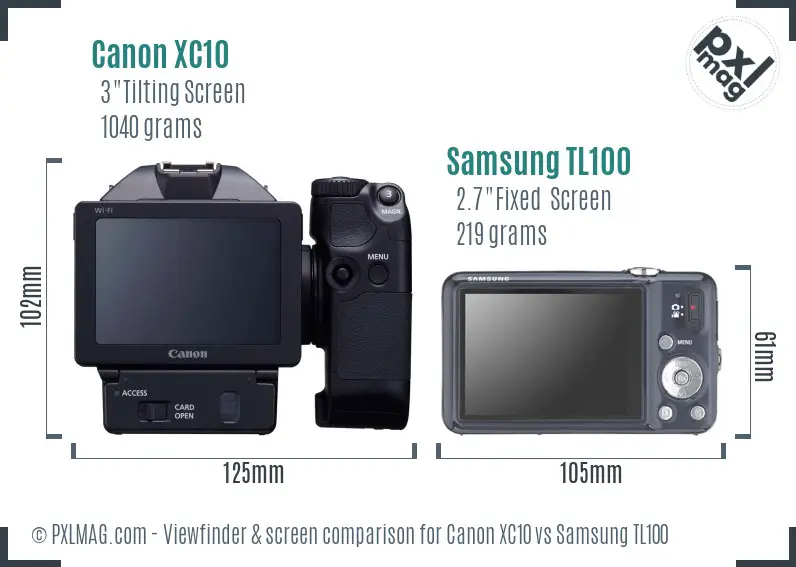 Canon XC10 vs Samsung TL100 Screen and Viewfinder comparison